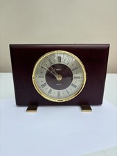 Vintage Smiths clock mahogany Wood Quartz Mantel Desk Shelf Clock working 