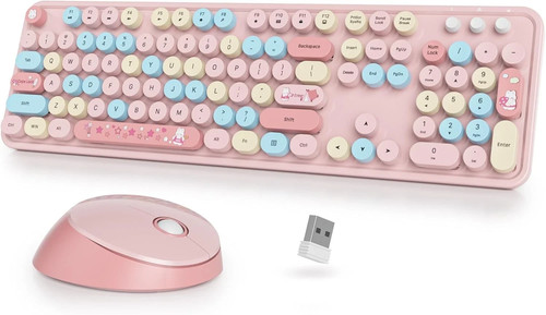 Pink keyboard and mouse - keyboard,