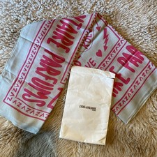 Zadig &Voltaire Parfums grey and pink rock/guitar/skull square scarf