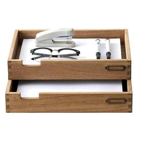 Wooden stackable letter tray - wooden,