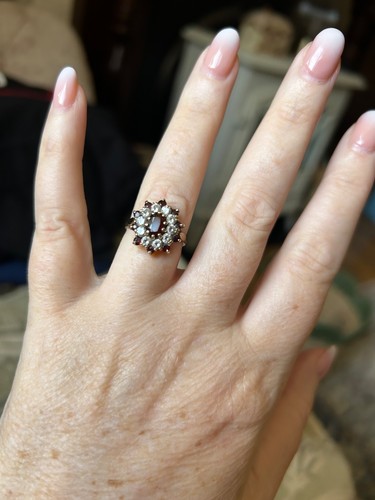 Garnet and white diamond - garnet,