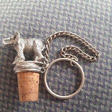 Wine Vintage Cork Bottle Topper Stopper Pewter Elephant Design With Chain & Ring