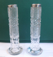 Pair cut glass and sterling