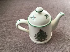  NEW SPODE CHRISTMAS TREE. SALT.POT. IN SHAPE OF TEA POT . 10cm.