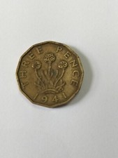 1941 UK GB Three Pence coin Threepenny bit George VI