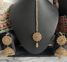 New Indian Pakistani Earring Tikka Set Jewellery Head Chain