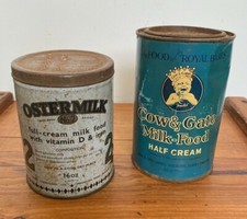 2 X VINTAGE 1950'S BABY MILK FORMULA TINS COW & GATE & OSTER MILK 