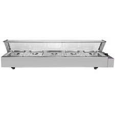 Electric Bain Marie 5x 1/2 Pan Gastronorm Pans Stainless Steel Hot Food Display 