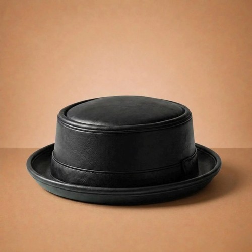 Black leather pork pie - leather,