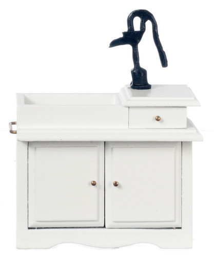 Dolls house white - house, sink