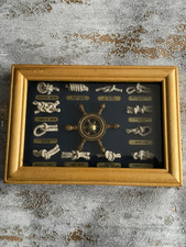 Vintage Nautical Knots Framed Picture Ropes Wheel Design Nautical Decor