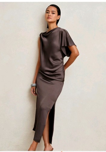 Reiss kenzie mauve drape - mauve, midi