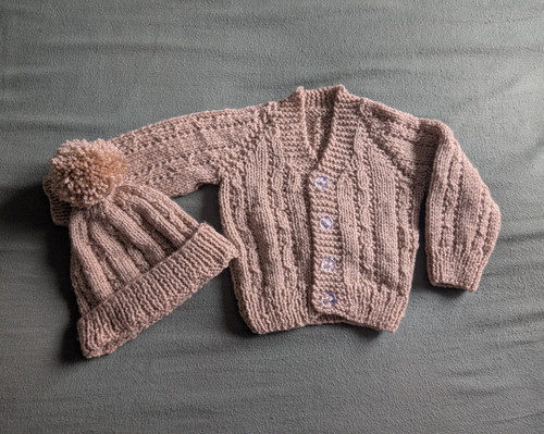 Beige newborn cable - cable-knit, hand