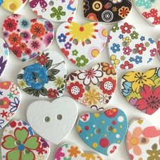 Wooden heart buttons 25mm wide