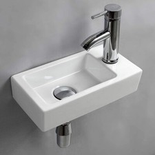 [basin only][read 1st]Cloakroom Basin Bathroom Sink White Ceramic[right hand]