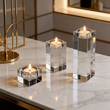 3Pcs Clear Candle Holder Set