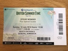 Stevie Wonder in Hyde Park 2016. Used Ticket