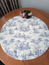 Toile de Jouy Blue Round Table Cloth Unbranded