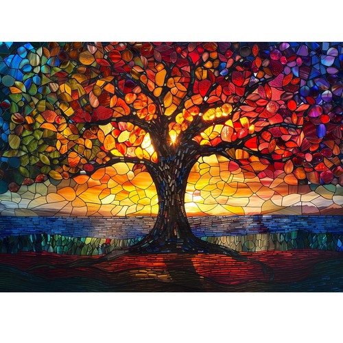 Stained glass puzzle - glass,