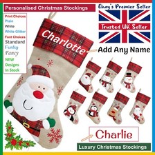 PERSONALISED LUXURY Tartan Hessian Christmas Stocking * Fun Cute Xmas Sack SALE