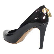 Louis Vuitton Heels Oh Really Gold Lock Patent Leather Pumps UK 4 Burgundy Black
