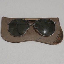 1940's Aviator Glasses Leather Case Sunglasses WW2 WWII Era Good Condition Rare