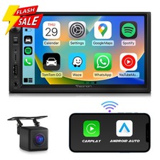 7" Double DIN Car Stereo Wireless CarPlay Android Auto Bluetooth Hi-Fi DSP Audio