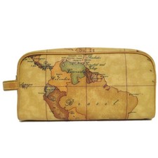 PRIMA CLASSE Map Pattern Business Bag, Beige Clutch Unisex Women USED
