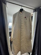 Traditional Indian Men’s Cream Sherwani with Dupatta Size 38 | Wedding Outfit