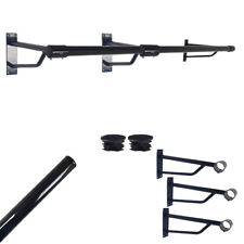 8ft Black Steel Hanging Rail–3 Brackets,Durable Stylish for Home or Retail Space