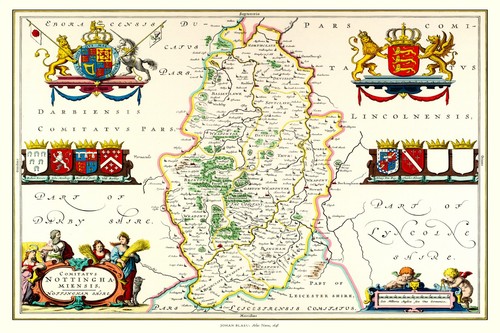 Old map nottingham 1648 - map, of