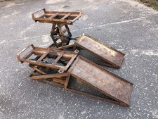 Vintage HALFORDS adjustable height MF Car Ramps pair maintenance MADE IN ENGLAND