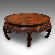 Antique Centre Coffee Table, Chinese, Burr Walnut, Low, Early 20th Century, 1920