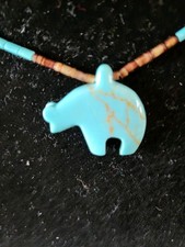 Vintage Zuni Bear Handmade Necklace With Natural Stones 17 Zuni Bear Carvings