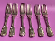 Antique Mappin & Webb Silver Plated Fiddle Thread Dessert Forks Set of  6