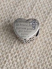 925 Sterling Silver 'Be Strong Be Brave Be Fearles' Charm + FREE BRACELET UK