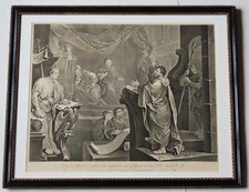 William Hogarth print, Paul Before Felix engraved 1752 by Sullivan, Period Frame
