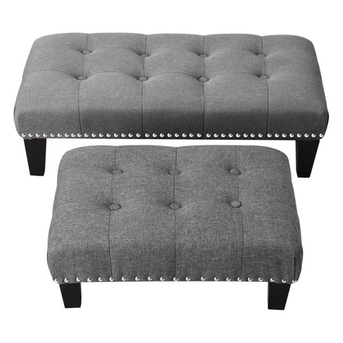 Medium large footstool linen - medium,