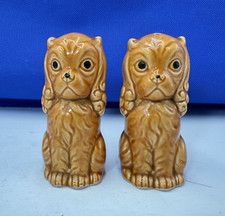 Salt & Pepper Shakers Japanese Spaniel Dogs Vintage Ceramic Cruet Set Novelty