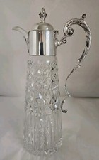 Fine quality Sterling Silver & Cut glass Wine Ewer / Claret Jug. Sheffield 1972 