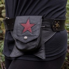 Star Leather Utility Belt Pouch Pocket Biker Steampunk Bum Bag Fanny Pack Gift