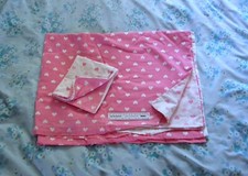 Primark Home Single Duvet Cover Pink White Hearts Print Reversible w Pillow Case