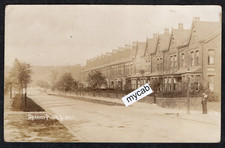 Postcard Leeds Yorkshire houses Spencer Place with postman RP early