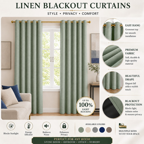 Linen style blackout - style, curtains