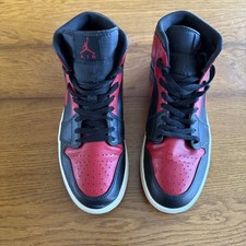 Air Jordan 1 Mid 2020 Banned Black and Red Size Uk 9.5 554724-074