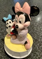 SCHMID WALT DISNEY RARE VINTAGE MINNIE & BABY MUSIC BOX “ ROCK A BYE BABY” # 379