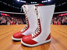 Handmade Wrestling Long Boots, Leather Wrestling Gear, Men Pro Wrestling Shoes