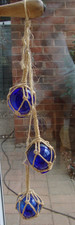 Set Of 3, 2 Inch Blue Glass Fishing Floats/Bouys.