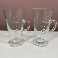 2x Costa Coffee Latte Glasses Hot Chocolate Cappuccino Mugs 350ml