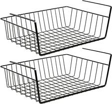 2 x LARGE BLACK UNDER SHELF TABLE STORAGE BASKET RACK KITCHEN CABINET ORGANISER